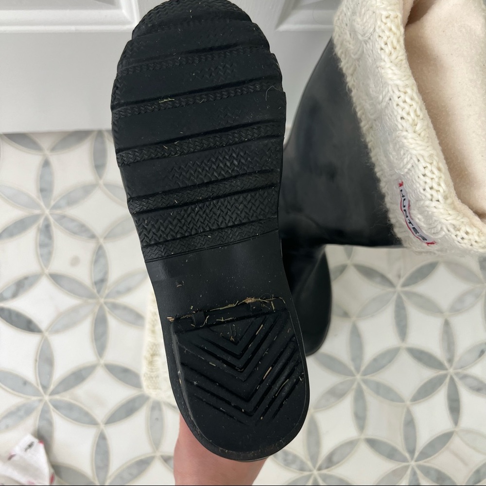 Hunter Rainboots with cable knit inserts